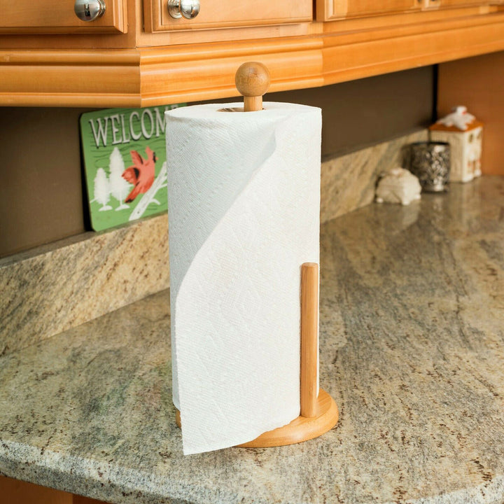 Home Basics Easy Tear Bamboo Paper Towel Holder with Weighted Base, Na –  ShopBobbys