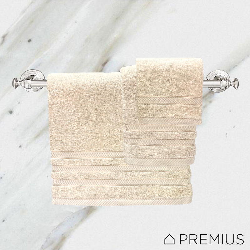 Premius Premium 6-Piece Combed Cotton Bath Towel Set, Pearled Ivory