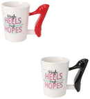 Sip Of Art Ceramic High Heels High Hopes Shaped Handle Mug Set, Red-Black, 12 Ounces