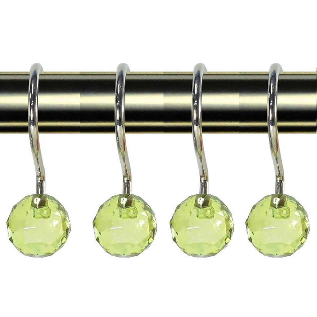 Home Spa Poly Resin Crystal Ball Shower Curtain Hooks, Green, 12