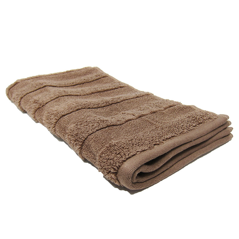 Feather And Stitch Zero Twist Hand Towel, 16x26 Inches, Light Brown