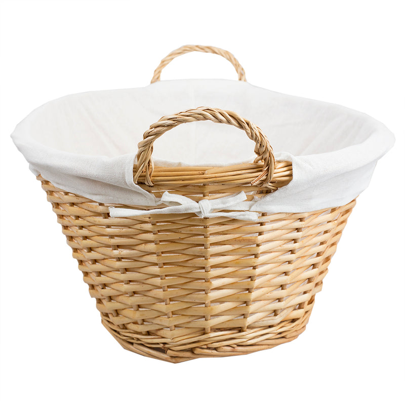 Home Basics Wicker Laundry Basket with Removeable Liner, Natural, 22x17x9.5 Inches