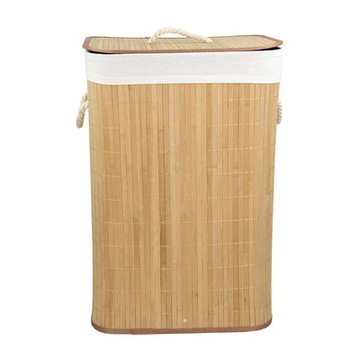 Home Basics Rectangular Bamboo Hamper, Natural, 16x12x23 Inches ...