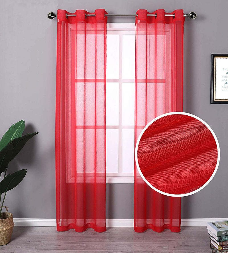 Sheffield 2-Pack Solid Sheer Grommet Window Panel, Red, 76x84 Inches