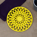 Home Basics Sunflower Collection Cast Iron Trivet, Yellow, 8x8x5 Inches