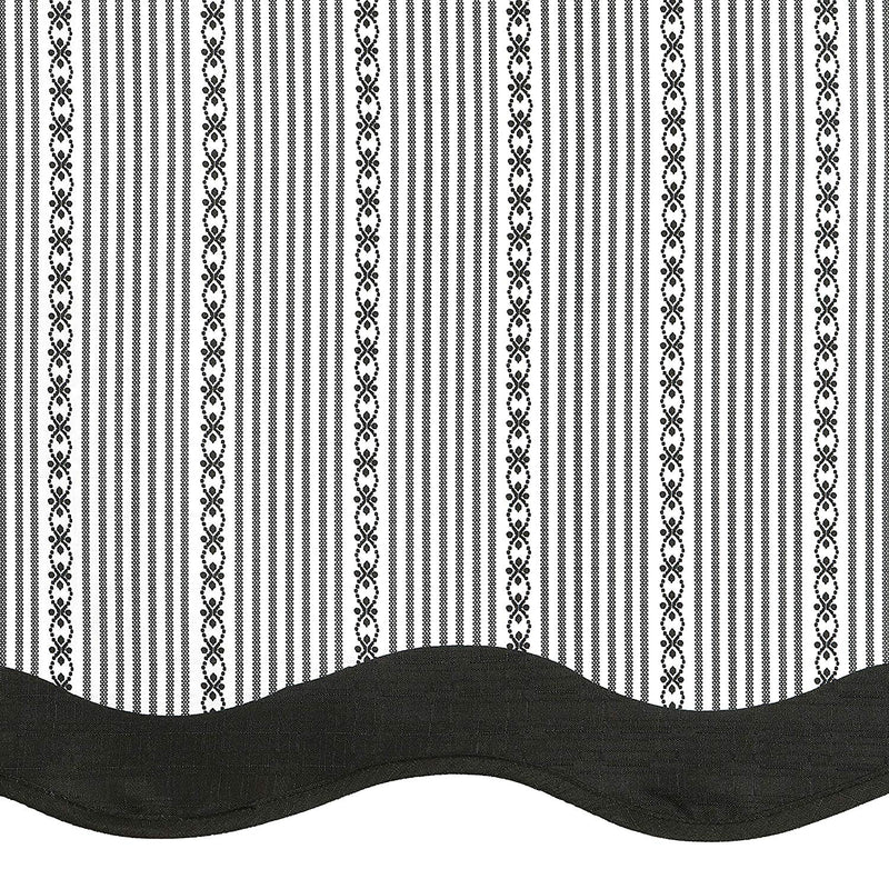Westport 3-Piece Printed Kitchen Curtain Set, Black-White, Tiers 58x36 Inches, Valance 58x14 Inches