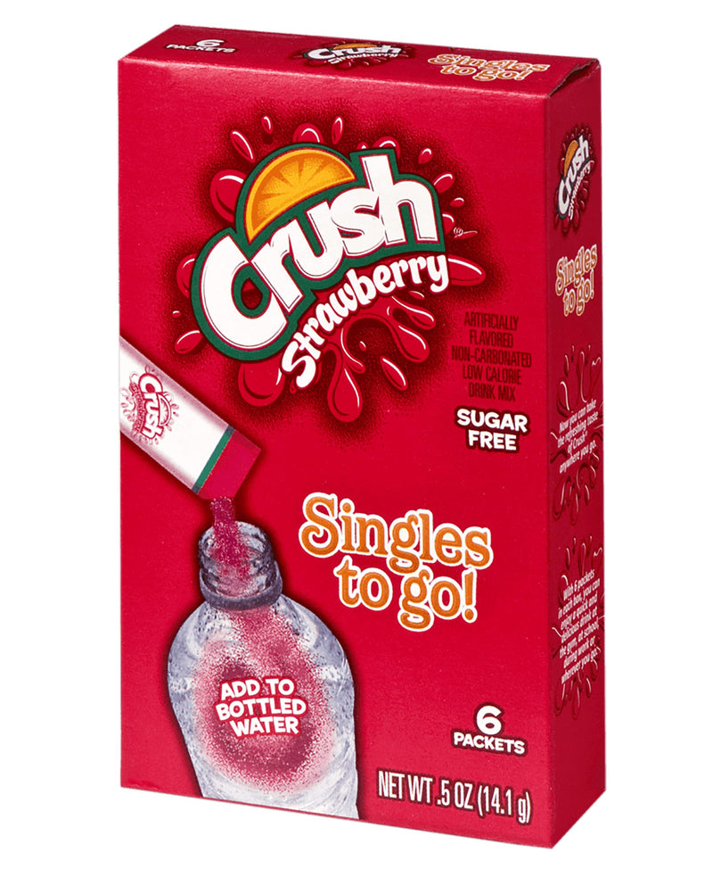 Crush Singles To Go! Drink Mix Packets, Strawberry Flavor, Sugar Free, 6-Count