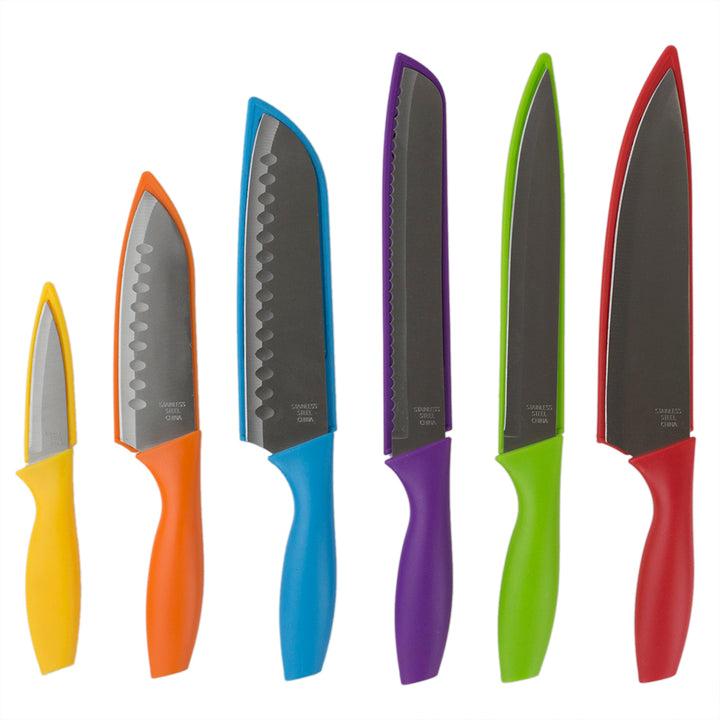 Home Basics Stainless Steel Knife Set with Knife Blade Sharpener