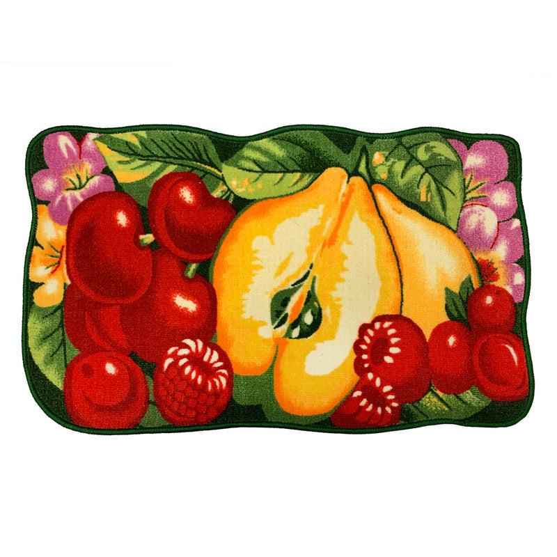 Pears And Berry Fruit Printed Kitchen Rug Mat, Red, 19x32 Inches