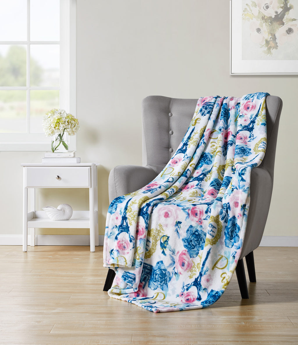 Hudson Essex Spring In Paris Plush Throw Blanket, Multi, 50x70 Inches ...