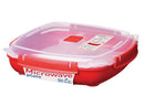 Sistema Microwave Plate with Removable Steaming Rack, Large, 1.3 Liters, Red