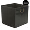 Simplify Retro Faux Leather Collapsible Storage Cube, Black, 12.8x12.8x12.8 Inches