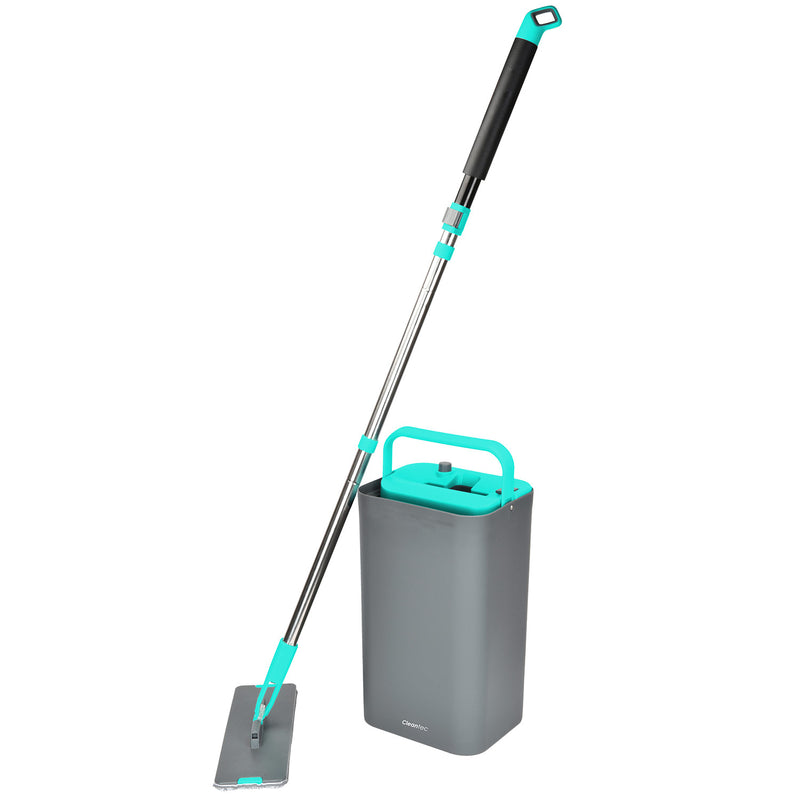Cleantec Magic Flat Mop With Bucket System and 360 Degree Swivel Wand, Gray, 14x7x8.5 Inches