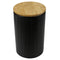 Home Basics Wave Ceramic Canister With Bamboo Lid, Black, Large, 5x7.75 Inches