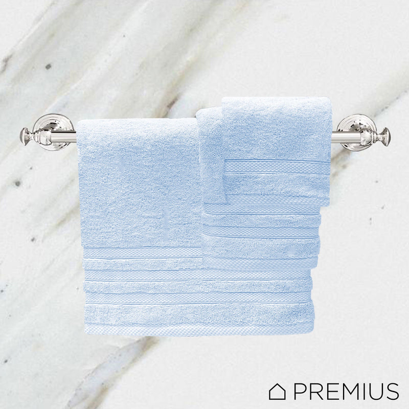 Premius Premium 6-Piece Combed Cotton Bath Towel Set, Sky Blue