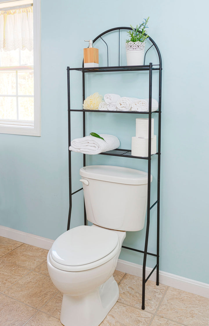 Home Basics 3-Shelf Bathroom Space Saver, Black