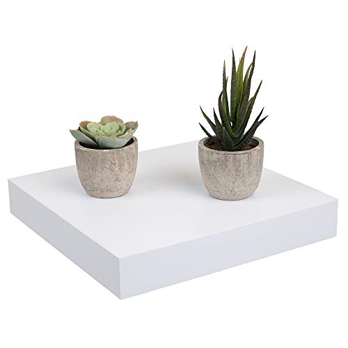 Home Basics Decorative Square Wood Floating Shelf, White, 9x9x1.5 Inches