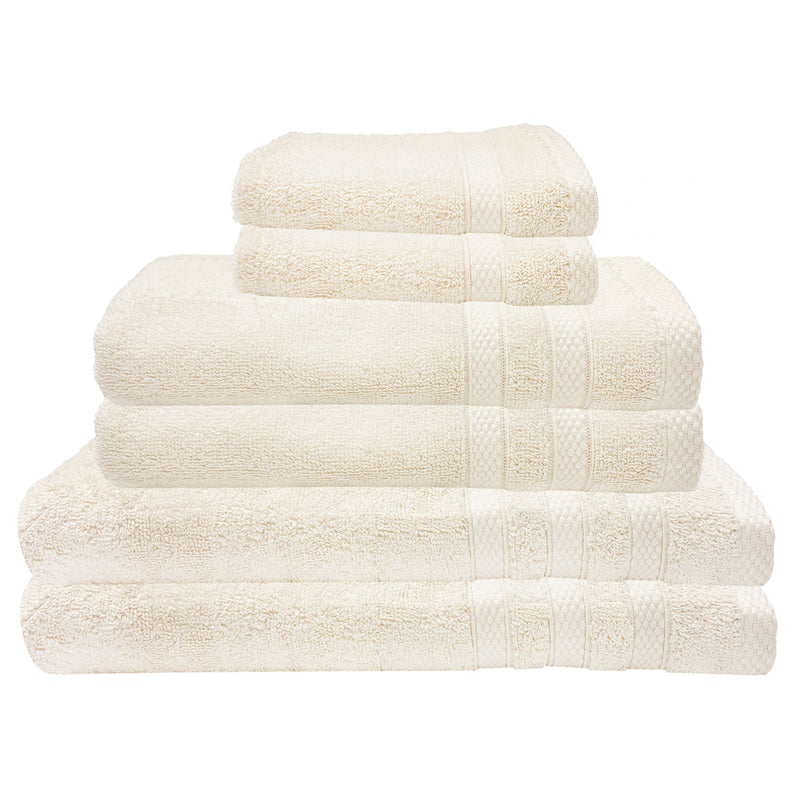 Premius Premium 6-Piece Combed Cotton Bath Towel Set, Pearled Ivory