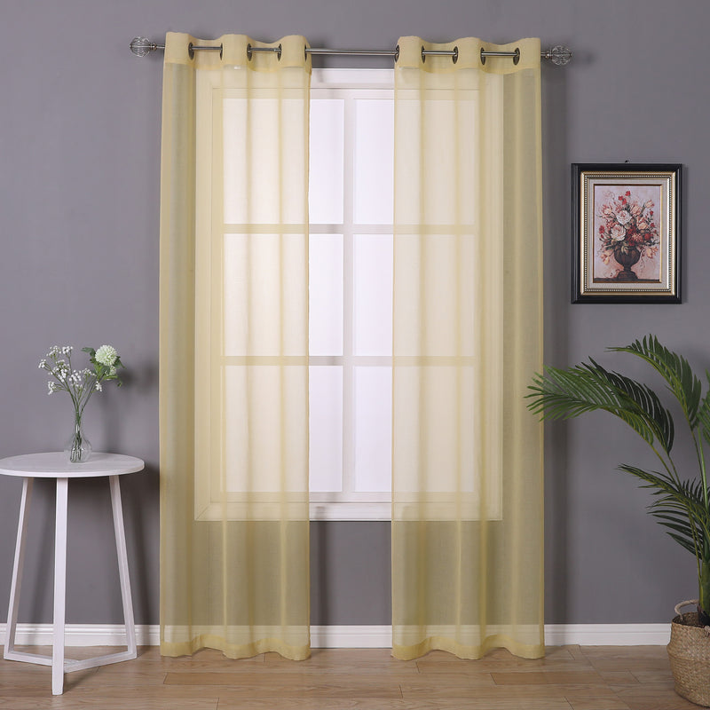 Sheffield 2-Pack Solid Sheer Grommet Window Panel, Gold, 76x84 Inches