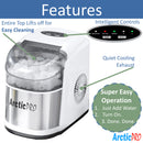 Arctic-Pro Easy Clean Flip-Top Lid Portable Ice Maker, White-Stainless Steel