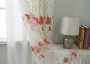 Vittoria Floral Embroidered Double Panel With Attached Valance, Coral, 54x84 Inches
