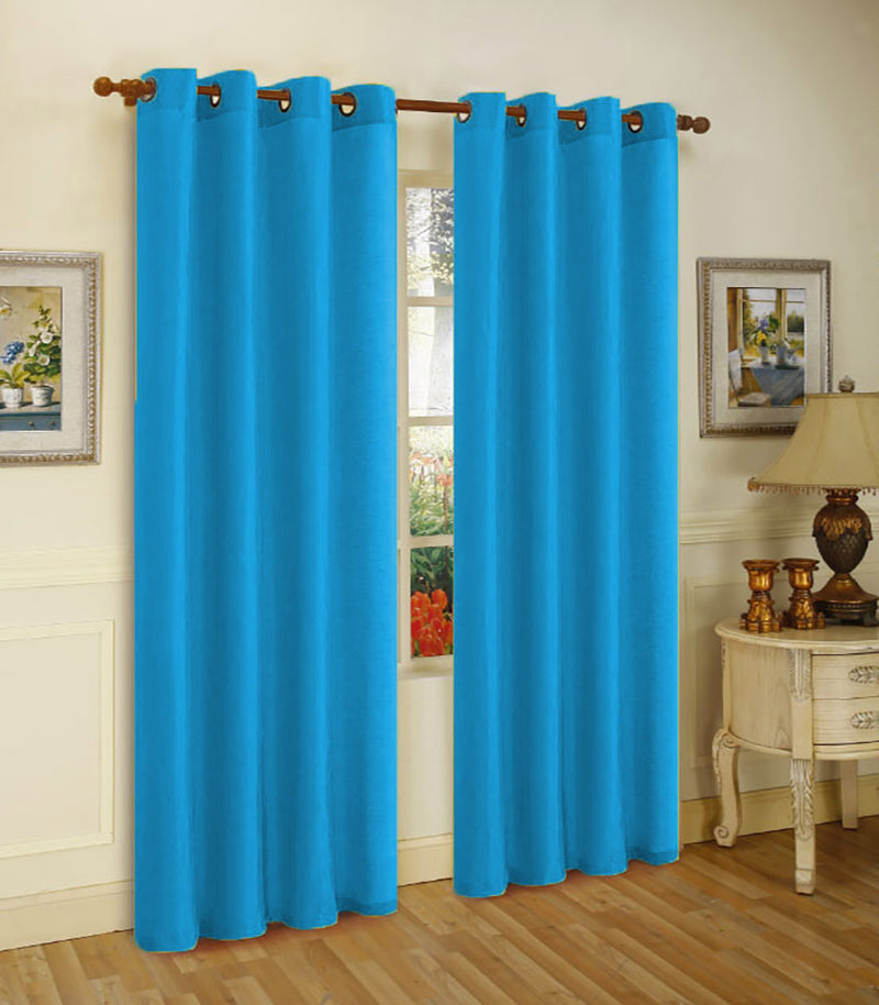 Melanie Faux Silk Grommet Window Panel, Turquoise, 55x63 Inches