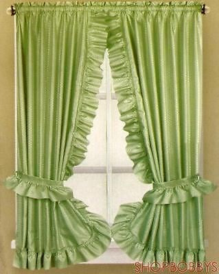 Fabric Dobbie Window Curtain Set Peridot Green - 36x54