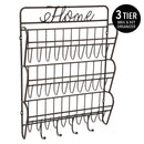 Simplify 3-Tier Metal Mail and Key Hook Wall Organizer, Black, 10.4x2.4x14.75 Inches