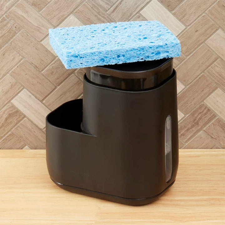 Home Basics Plastic Soap Dispenser with Sponge Compartment in