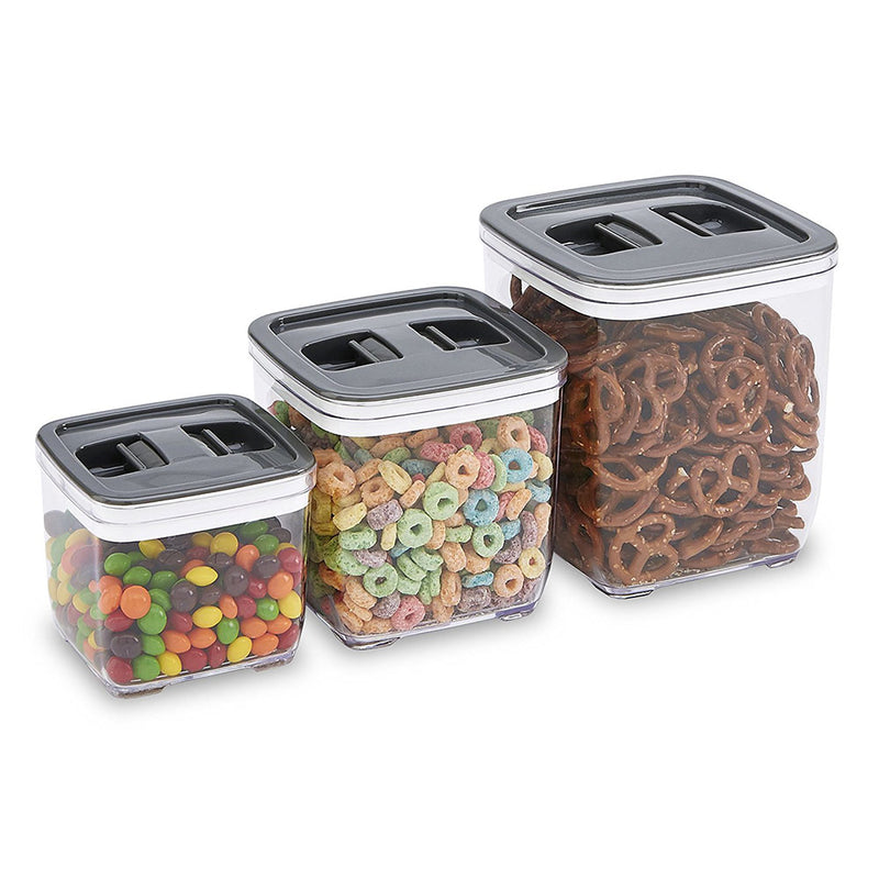 Kitchen Details 3-piece Airtight Storage Canister Set, Gray, Square