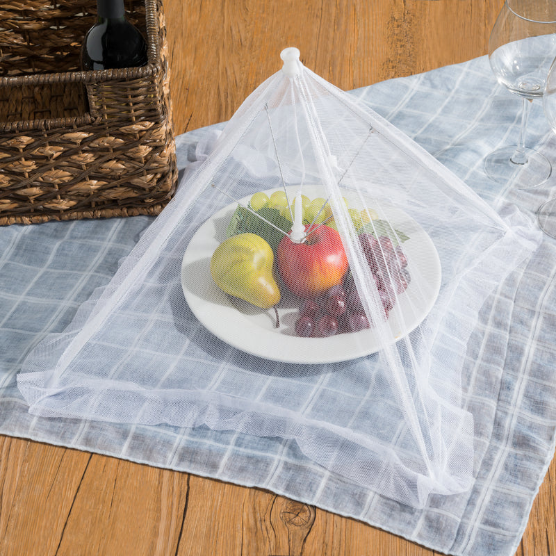 Home Basics Square Mesh Collapsible Food Plate Cover, White, 16x16x11 Inches