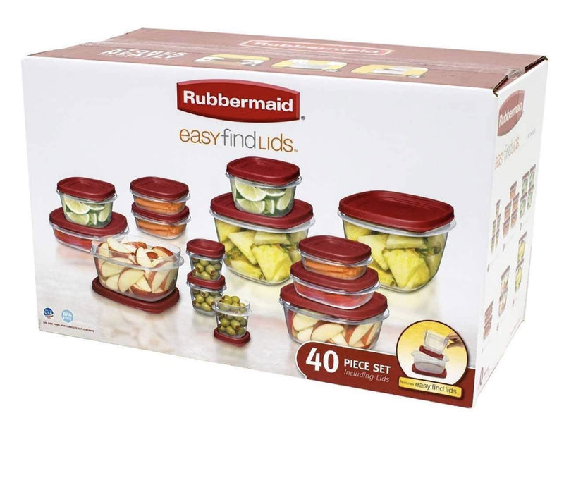 Rubbermaid Easy Find Lids 40-Piece Set Storage Containers, Clear