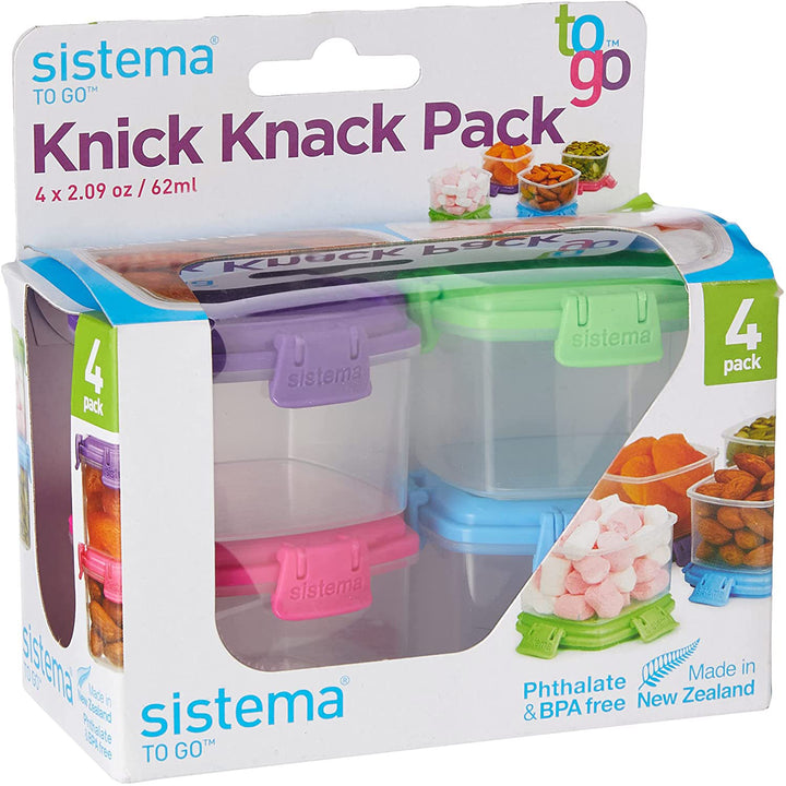 Sistema 4-Pack Mini Knick Knack To Go Snack Container, 2.09 Ounce –  ShopBobbys
