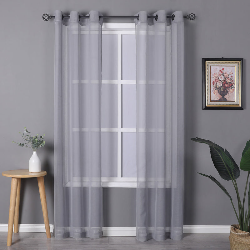 Sheffield 2-Pack Solid Sheer Grommet Window Panel, Gray, 76x84 Inches