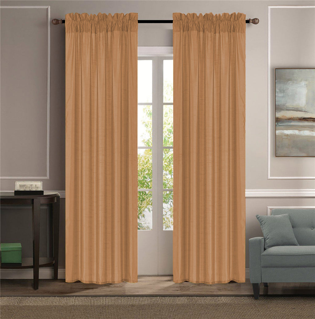 Melanie Faux Silk Rod Pocket Window Panel, Gold, 55x84 Inches – ShopBobbys