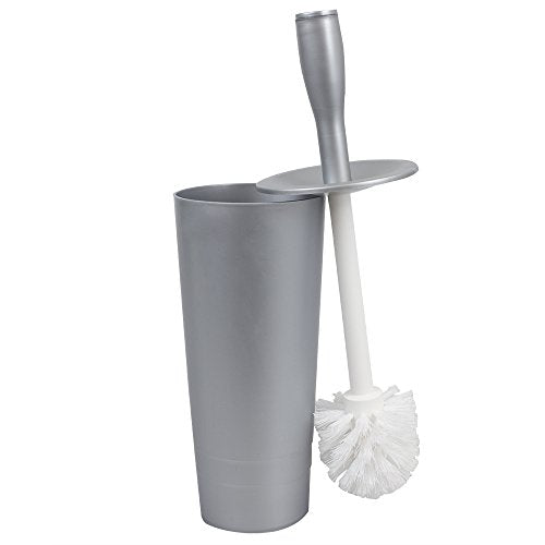 Home Basics Plastic Tapered Toilet Brush And Holder, Gray, 4x15 Inches