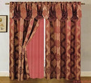 Mulberry Jacquard Panel With Attached Valance & Backing Burgundy - 54x84+18