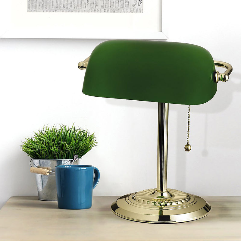 Tensor Brass Plated Banker's Desk Lamp, Green Shade, 13.5 Inches