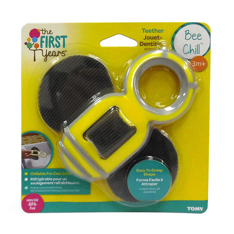The First Years Bee Chill 2-In-1 Teether, Grey-Yellow, 3 Months Up