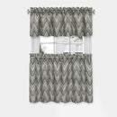 Avery 3-Piece Printed Kitchen Curtain Set, Charcoal, Tiers 58x36 Inches, Valance 58x14 Inches