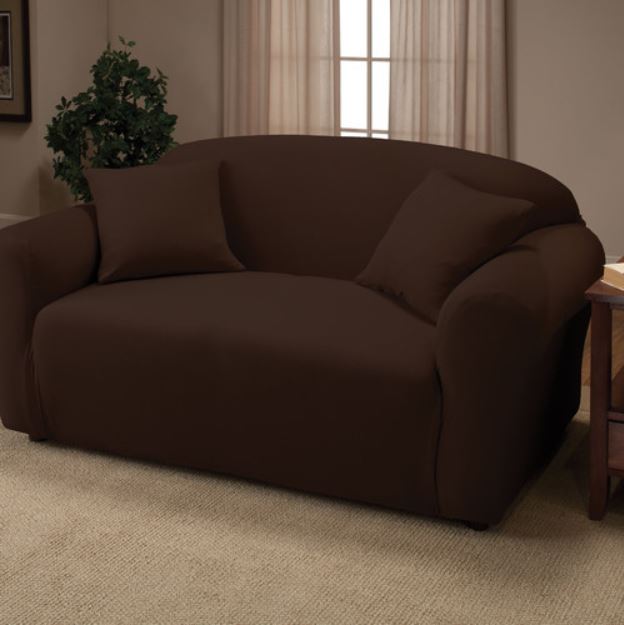 Madison Jersey Stretch Solid Furniture Slipcover, Brown