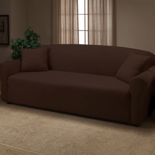Madison Jersey Stretch Solid Furniture Slipcover, Brown